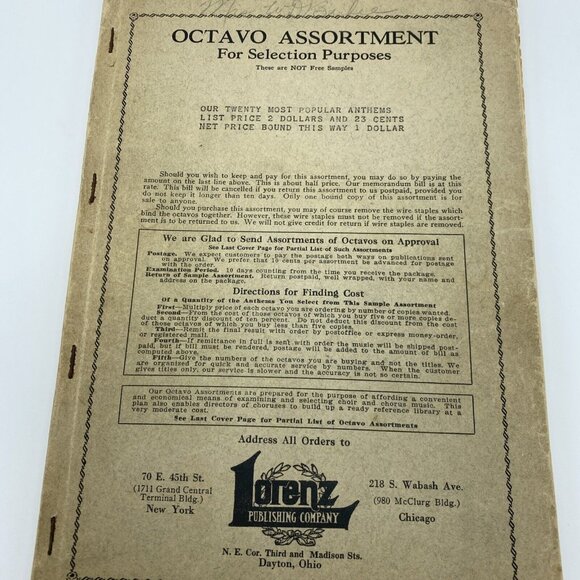 Lorenz's Octavo Assortment Sample Pack Anthems For Mixed Voices Nov 30 1927 - Picture 4 of 13